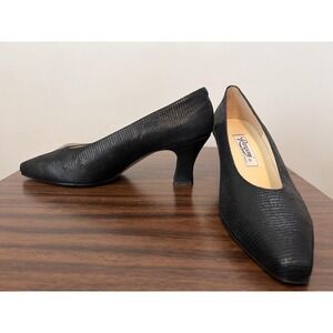 RANGONI Florence Womens Heels Shoes 7B Italy  Black Suede Leather Pumps Vintage